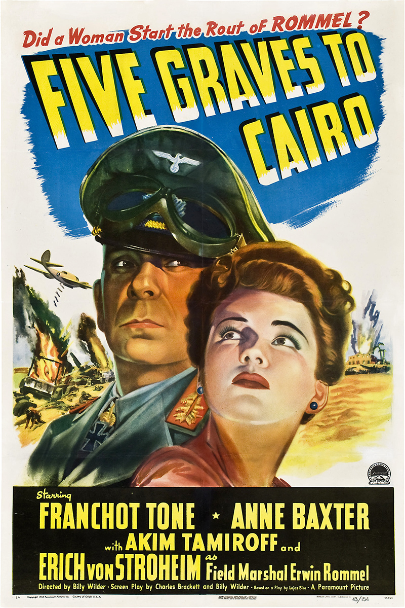 1943 Five Graves to Cairo movie poster